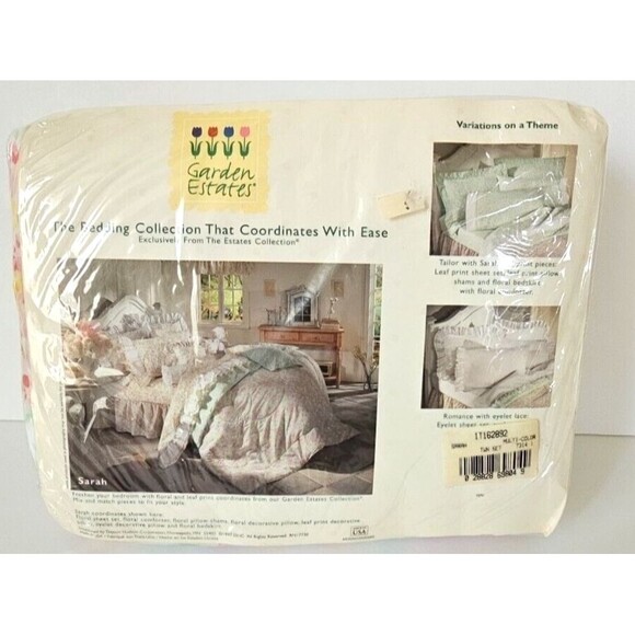 Vtg Garden Estates Sarah Twin Bedding Pink Romantic Spring Floral Eyelet Lace - Picture 7 of 12